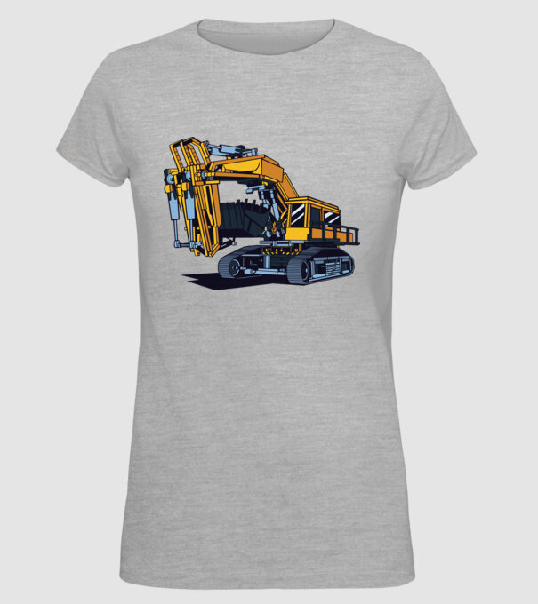 Excavator model gri pe tricou