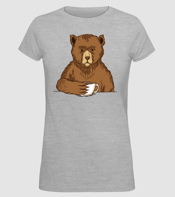 Urs cu cafea model gri pe tricou