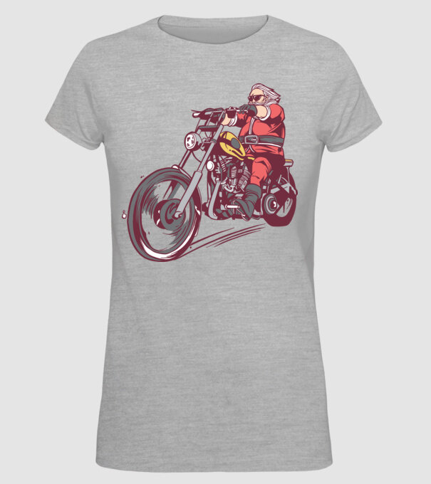 Moș Crăciun motociclist model gri pe tricou