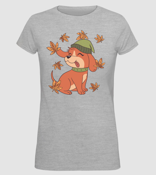 Câine Toamna model gri pe tricou