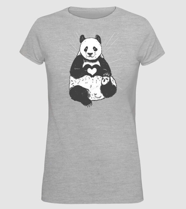 Inimă panda model gri pe tricou