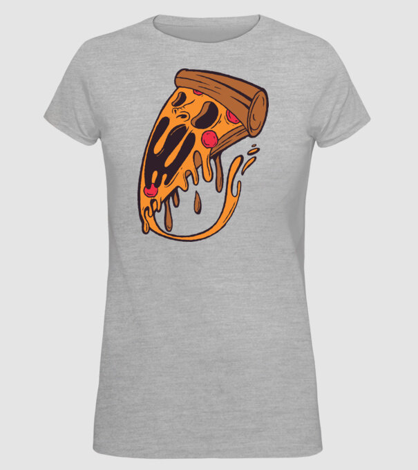 Pizza Horror model gri pe tricou