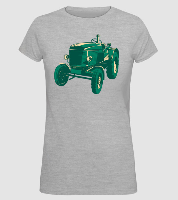 Tractor vechi model gri pe tricou