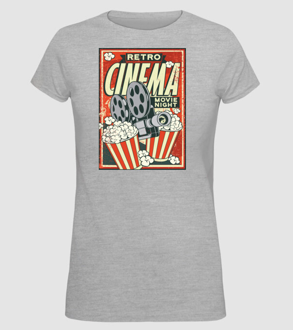 Afiș cinema retro model gri pe tricou