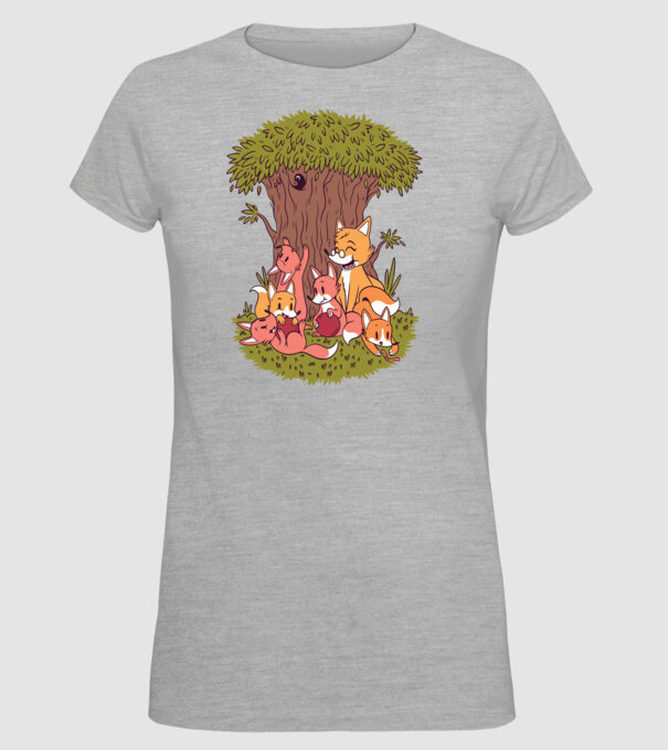Familie Vulpe model gri pe tricou