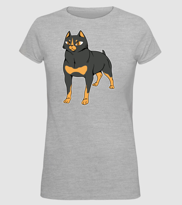Rottweiler pisică model gri pe tricou