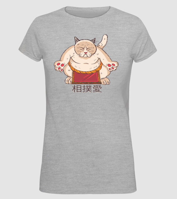 Pisică Sumo model gri pe tricou