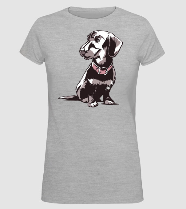 Teckel cu părul sârmos model gri pe tricou