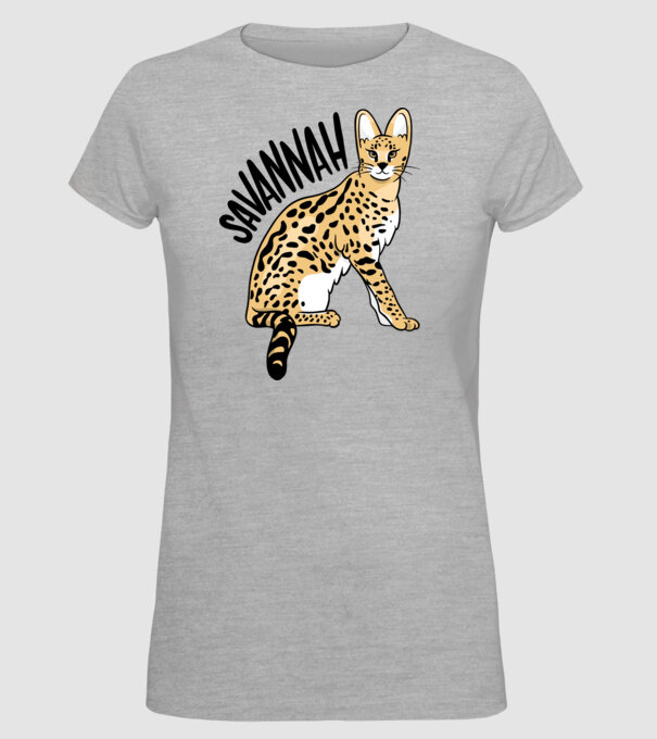 Pisică Savannah model gri pe tricou