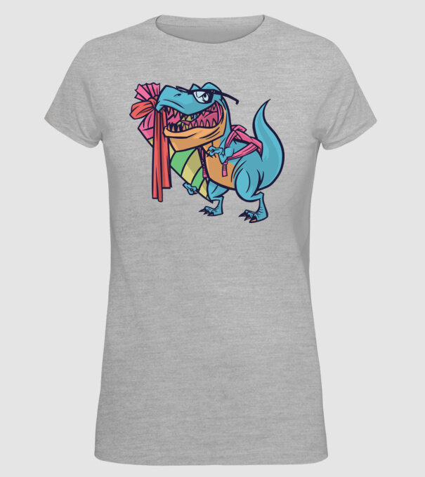 Elev T-rex model gri pe tricou