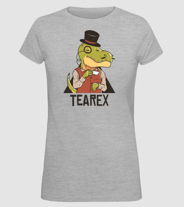Tea Rex dinozaur cu ceai model gri pe tricou