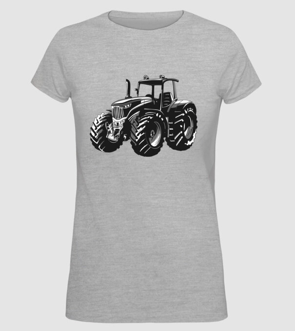 Tractor model gri pe tricou