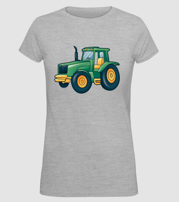 Desen Tractor model gri pe tricou