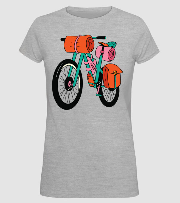 Bicicletă Drumeție model gri pe tricou