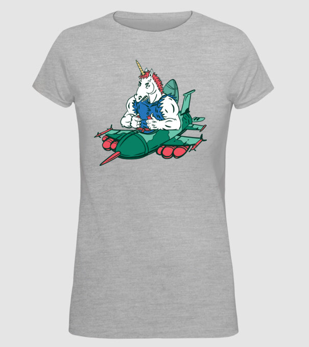 Unicorn Avion de vânătoare model gri pe tricou