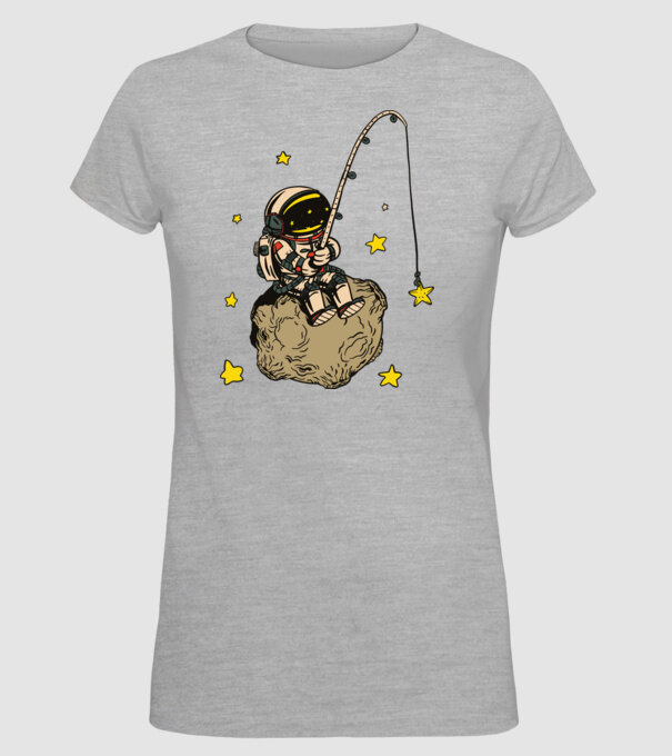 Pescar Astronaut model gri pe tricou