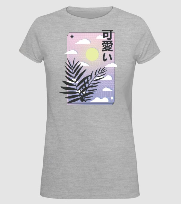 Vaporwave Val model gri pe tricou