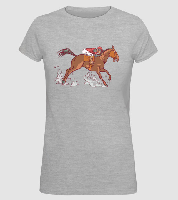 Cal de cursă Călăreț model gri pe tricou
