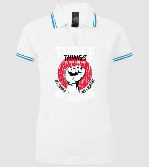 3 lucruri de care să nu te legi: Familia mea, țara mea și libertatea mea model alb pe tricou