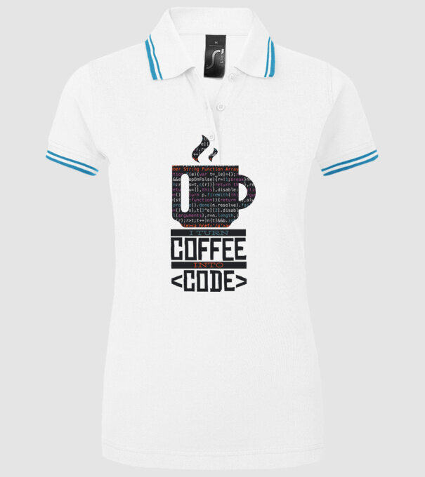 Transform cafeaua în cod - tricou programator model alb pe tricou