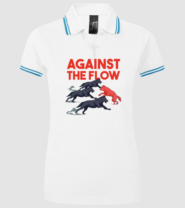 Against the flow - Împotriva curentului model alb pe tricou