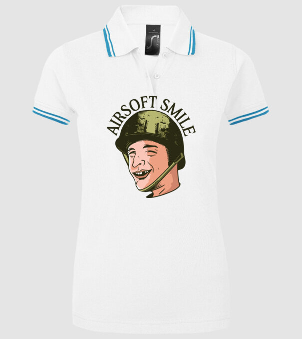 Zâmbet Airsoft model alb pe tricou