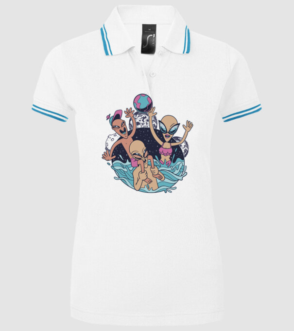 Alien Familie ștrand model alb pe tricou