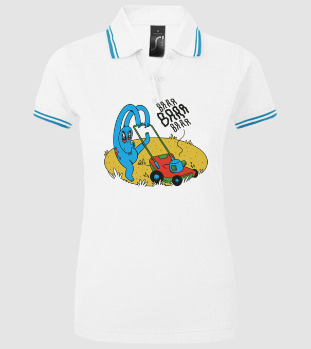 Alien cu Mașină de tuns iarba model alb pe tricou
