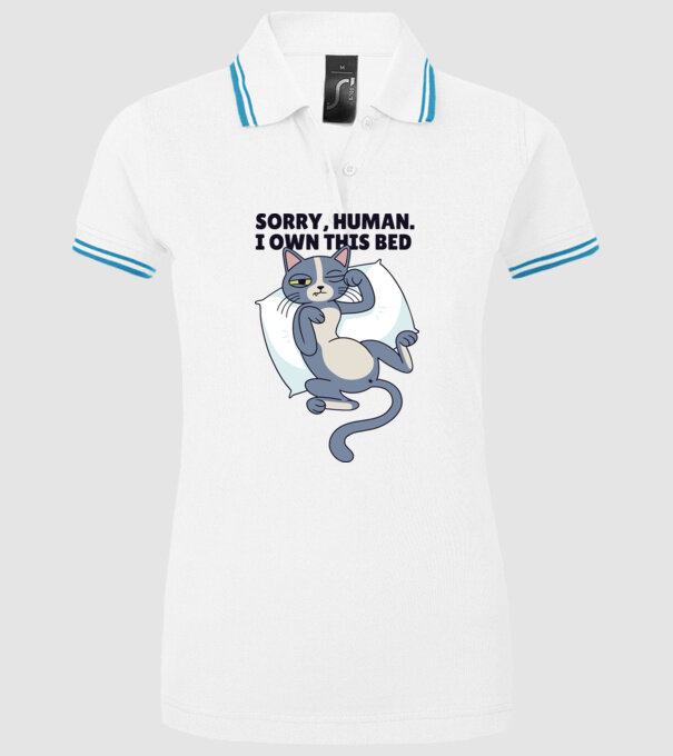 Pisică somnoroasă, Scuze, patul e al meu model alb pe tricou