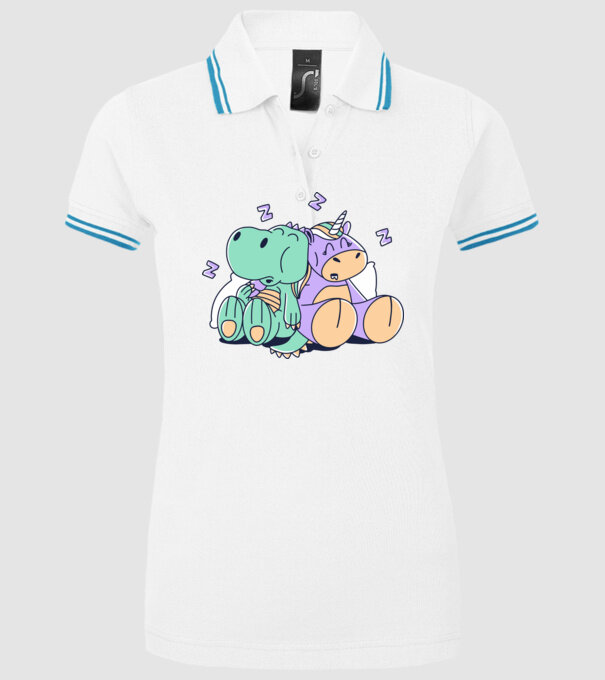 Unicorn adormit și T-rex model alb pe tricou