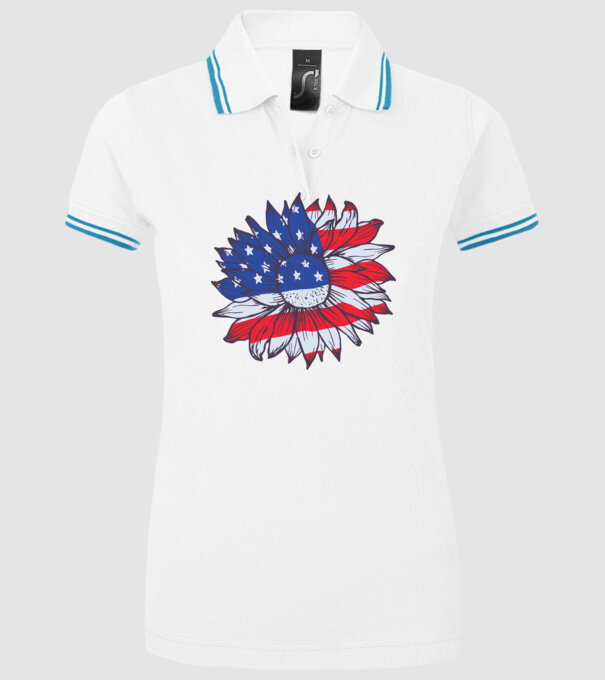 Floarea-soarelui americană Usa Sunflower model alb pe tricou