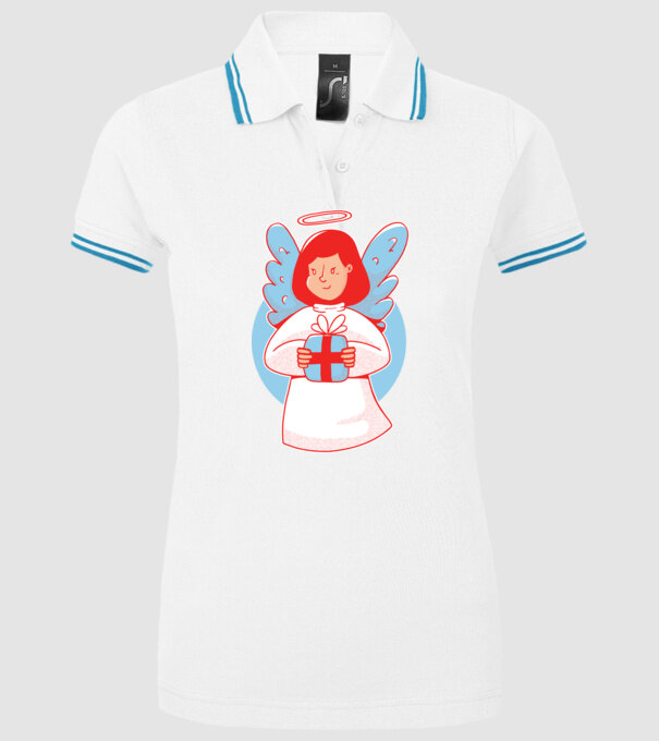 Înger cu un cadou model alb pe tricou