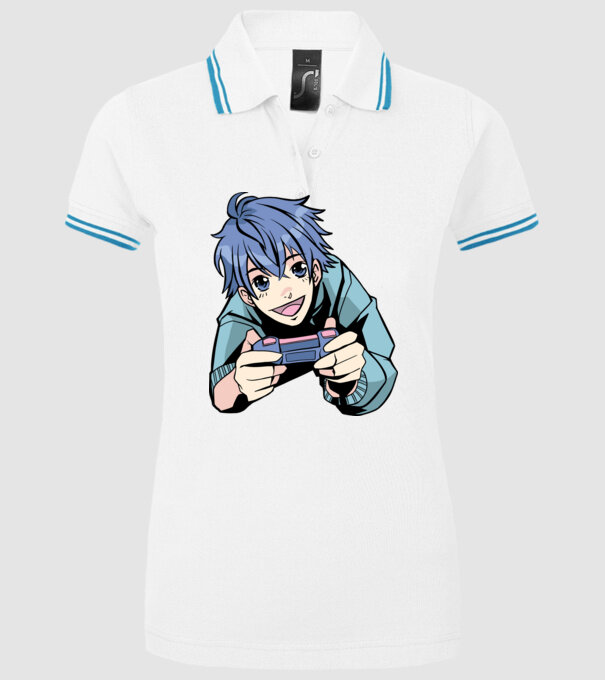 Anime băiat Gamer model alb pe tricou