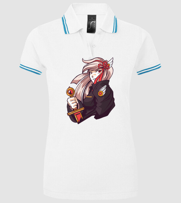 fată Anime cu sabie model alb pe tricou