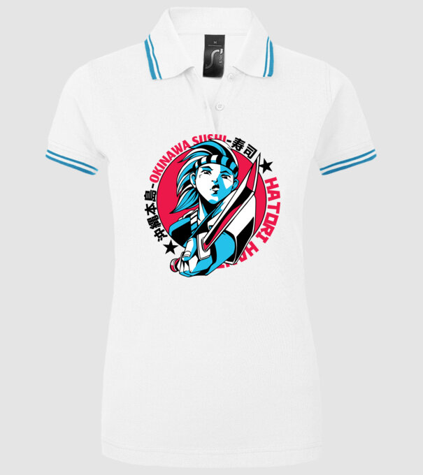 Fată Anime cu sabie model alb pe tricou