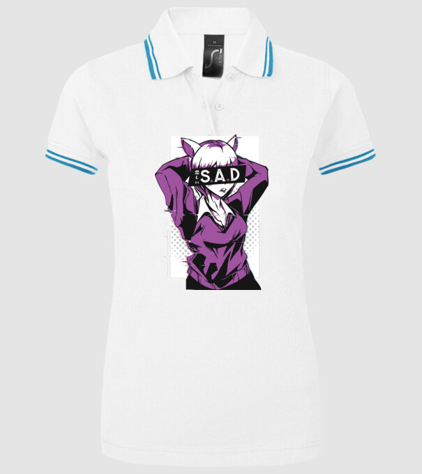 Anime fată tristă model alb pe tricou