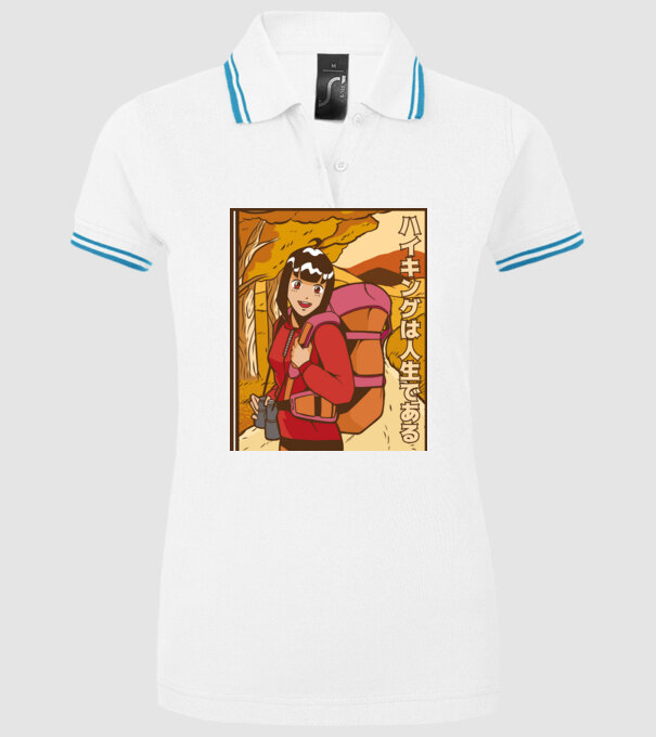 Anime fată Excursionistă model alb pe tricou