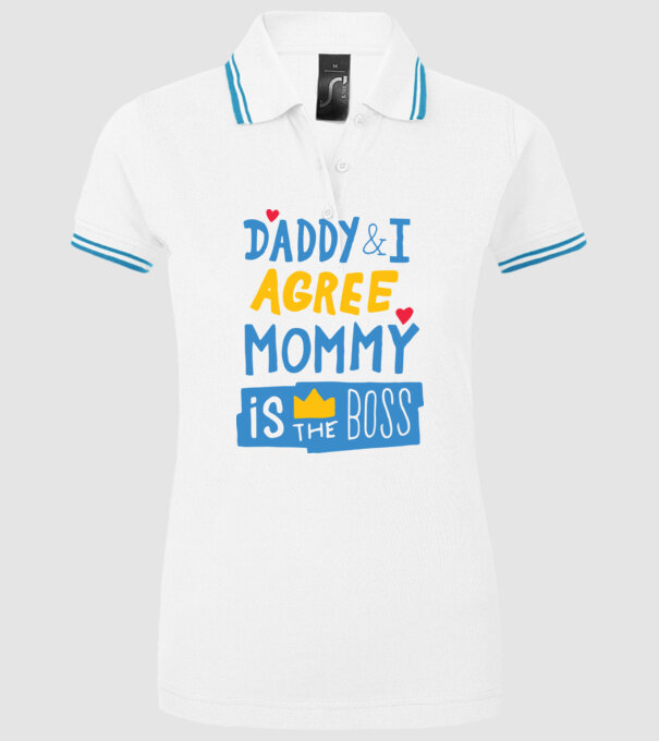 Mama e șefa model alb pe tricou