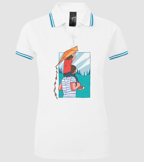 Tată-fiu înălțarea zmeului model alb pe tricou