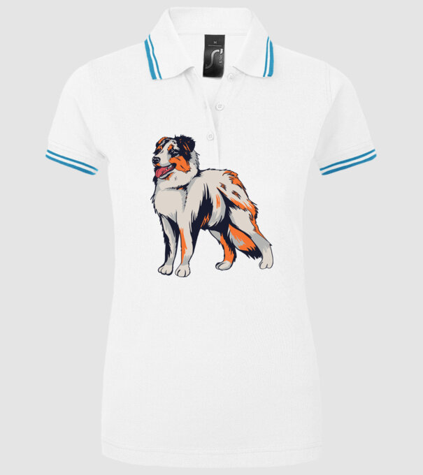 Câine ciobănesc Australian model alb pe tricou