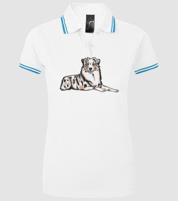 Câine ciobănesc Australian model alb pe tricou