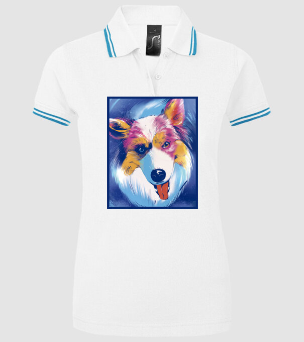 Câine ciobănesc australian model alb pe tricou