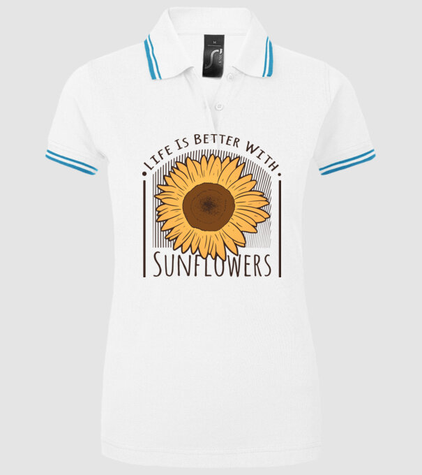 Viața este mai frumoasă cu floarea-soarelui model alb pe tricou