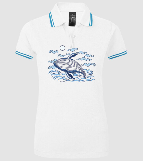 Balenă model alb pe tricou