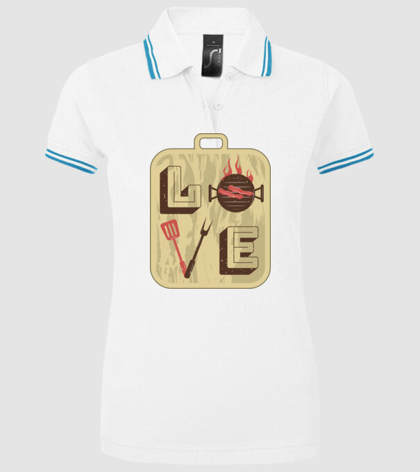 Dragoste BBQ model alb pe tricou