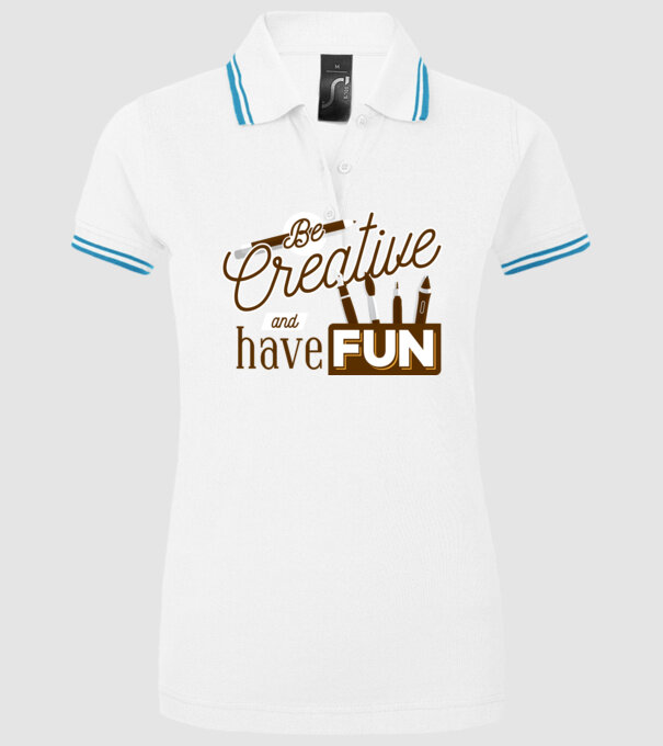 Be creative and have fun model alb pe tricou