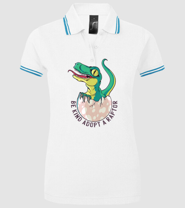 Be kind adopt a Raptor tricou cu dinozaur model alb pe tricou