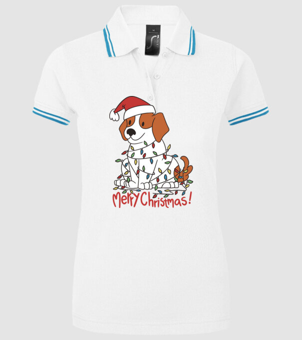 Beagle Crăciun Fericit! model alb pe tricou