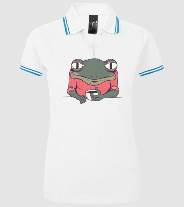 Broască Cafea model alb pe tricou