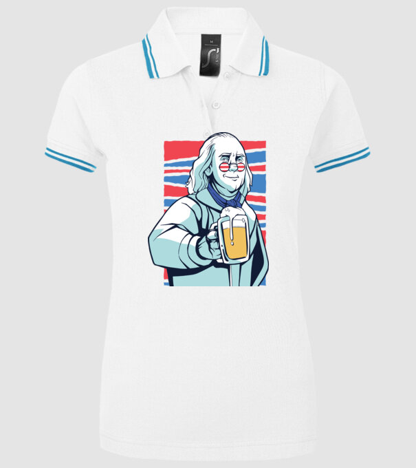Benjamin Franklin Beer model alb pe tricou